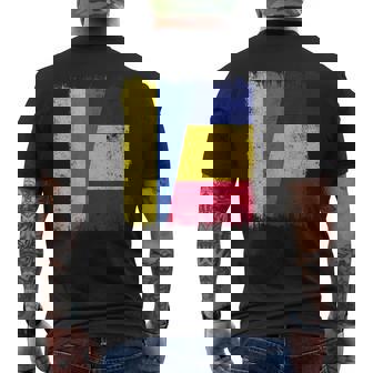 Ukraine Romania Half Flag Ukrainian Romanian Heritage Men's Back Print T-Shirt | Mazezy