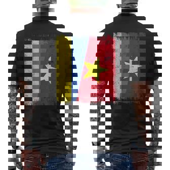 Ukraine Vietnam Half Flag Ukrainian Vietnamese History Men's Back Print T-Shirt | Mazezy