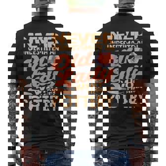 Never Underestimate Old Lady Who Makes Pottery Men's Back Print T-Shirt | Mazezy