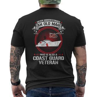Never Underestimate Old Man Who Is Also Coast Guard Veteran Men's Back Print T-Shirt | Mazezy