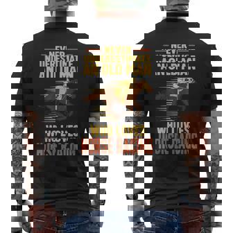 Never Underestimate An Old Man Who Loves Horse Racing Retro Men's Back Print T-Shirt | Mazezy