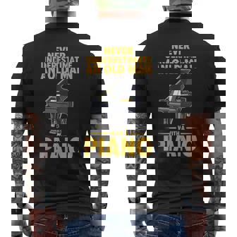 Never Underestimate An Old Man With A Piano Tank Top Men's Back Print T-Shirt | Mazezy