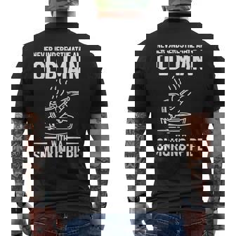 Never Underestimate An Old Man With A Smoking Pipe Men's Back Print T-Shirt | Mazezy