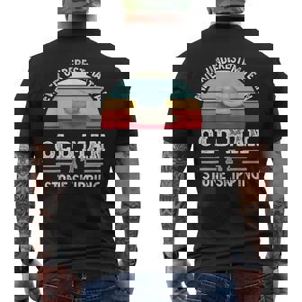 Never Underestimate An Old Man At Stone Skipping Fathers Day Men's Back Print T-Shirt | Mazezy