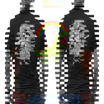 Unicorn Riding T-Rex Dinosaur Men's T-shirt Back Print | Seseable UK