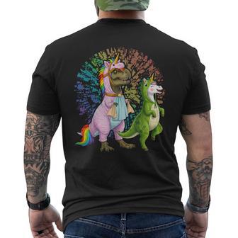 Unicornasaurus T Rex Dinosaur And Unicorn Men's T-shirt Back Print | Mazezy