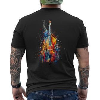 Upright Bass Instrument On Colorful Painted Double Bass Men's T-shirt Back Print - Thegiftio UK