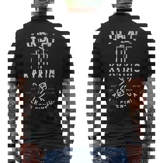 Urban Kayaking Alki Peninsula Portland Oregon Men's Back Print T-Shirt | Mazezy