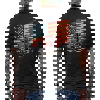 US American Flag Semi Truck Driver 18 Wheeler Trucker Men's Back Print T-Shirt | Mazezy