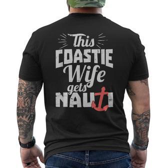US Coast Guard USCG This Coastie Wife Gets Nauti Men's Back Print T-Shirt | Mazezy
