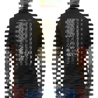 USA Bass Fishing Humor Camouflage American Flag Camo Fish Tank Top Men's Back Print T-Shirt | Mazezy