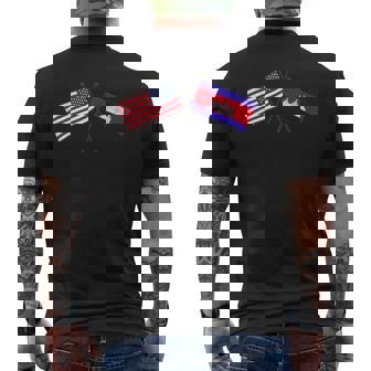 USA Cambodia Crossed Flags American Cambodian Friendship Men's Back Print T-Shirt | Mazezy