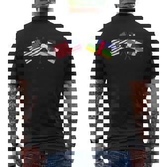 USA Central African Republic Crossed Flags America CAR Men's Back Print T-Shirt | Mazezy