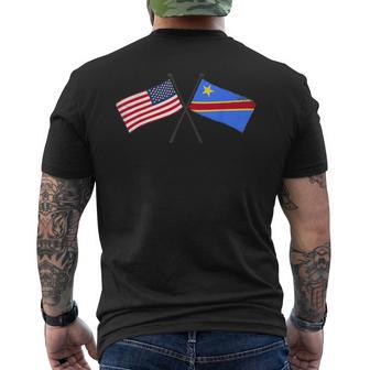 USA DR Congo Crossed Flags American Congolese Friendship Men's Back Print T-Shirt | Mazezy
