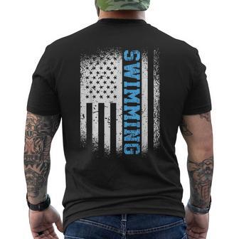 Usa Flag Swimming Swim American Swimmer Men's T-shirt Back Print - Thegiftio UK