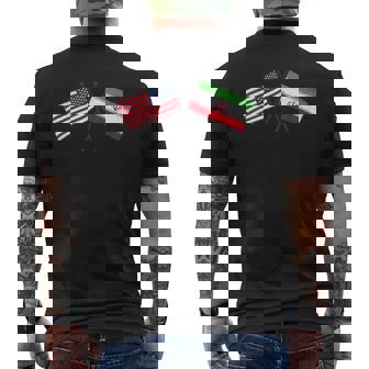 USA Iran Crossed Flags American Iranian Friendship Men's Back Print T-Shirt | Mazezy