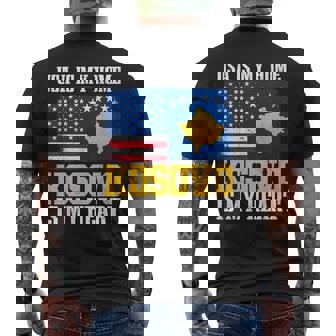 USA Kosovo Flag For Kosovar Kosovo American Pride Men's Back Print T-Shirt | Mazezy