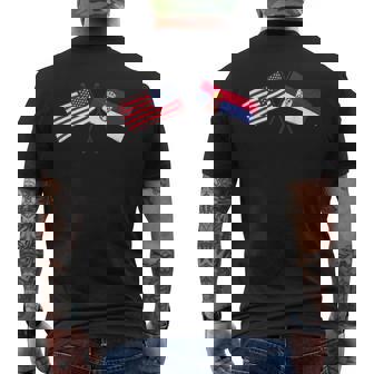USA Serbia Crossed Flags American Serbian Friendship Men's Back Print T-Shirt | Mazezy