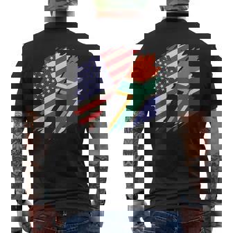 USA And South Africa Brush Flag Pride African American Tank Top Men's Back Print T-Shirt | Mazezy