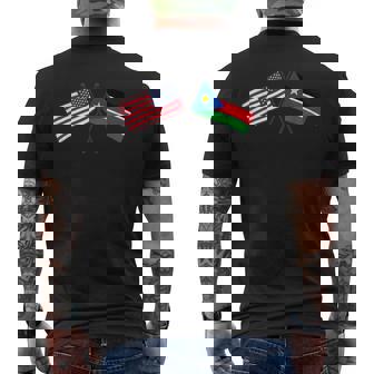 USA South Sudan Crossed Flags American South Sudanese Jersey Men's Back Print T-Shirt | Mazezy