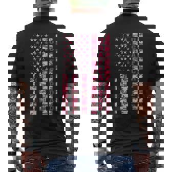 USAF Cap Dad Air Force Parent Pink Camo USA Flag Distressed Men's Back Print T-Shirt | Mazezy