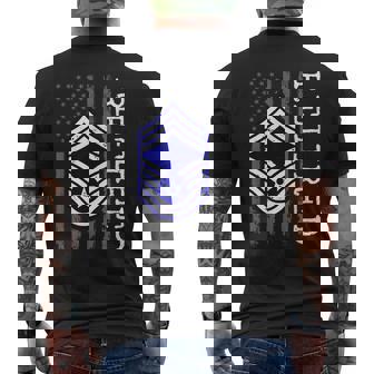 USAF Retired E9 Chief Master Sergeant Subdued Flag Men's Back Print T-Shirt | Mazezy