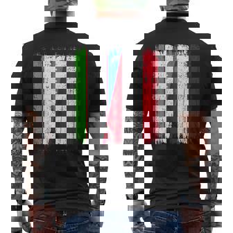 Uzbekistan Austria Half Flag Uzbek Austrian Heritage Men's Back Print T-Shirt | Mazezy