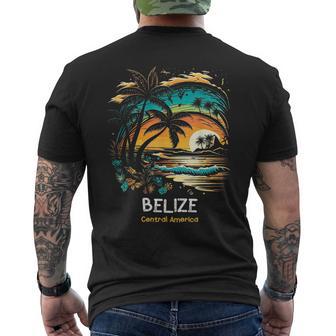 Vacation Souvenir Palm Tree Belize Men's T-shirt Back Print | Mazezy