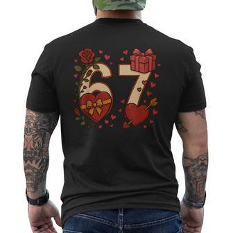 Valentine 67 Meme Six Seven Gen Alpha Men's Back Print T-Shirt | Mazezy