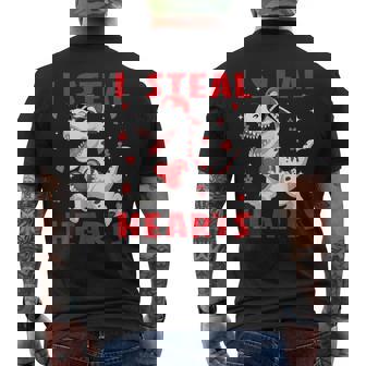 Valentine I Steal Hearts T-Rex Dinosaur Baby Boy Toddler Kid Men's Back Print T-Shirt | Mazezy