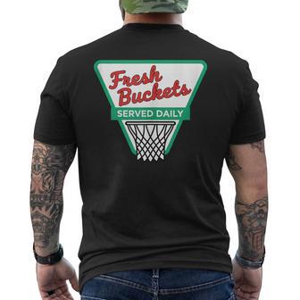 Valentine's Day Fresh Buckets Served Daily Basketball Hoos Tank Top Men's Back Print T-Shirt | Mazezy