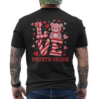 Valentine's Day Love Fourth Grade Teacher Men's Back Print T-Shirt | Mazezy