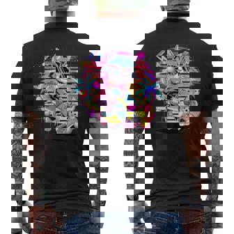 Vaporwave 猫 ピックルボール プレーヤー 80年代 レトロ 美学 メンズTシャツ バックプリント - Kawaiitshirt