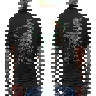 Velociraptor Dinosaur Fossil Kids Men's Back Print T-Shirt | Mazezy