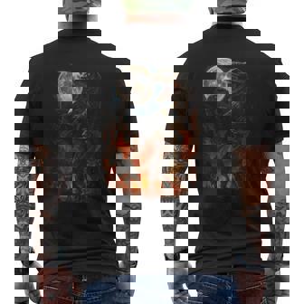 Velociraptor Pack Full Moon Dinosaur Night Scene Tank Top Men's Back Print T-Shirt | Mazezy