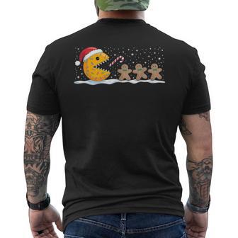 Video Game Christmas Eating Gingerbread Cookie Baking Men's Back Print T-Shirt | Mazezy