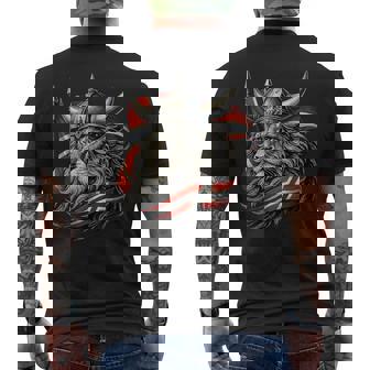 Viking Lion Norway Flag Men's Back Print T-Shirt | Mazezy