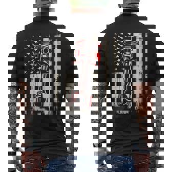 Vintage American Flag Piston Car Mechanic Men's T-shirt Back Print - Monsterry