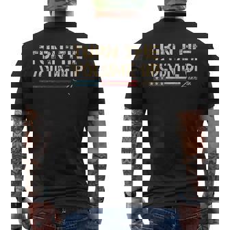 Vintage American Flag Turn The Volume Up Zohran Mamdani Men's Back Print T-Shirt | Mazezy