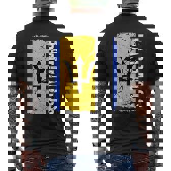 Vintage Barbadian Flag Barbados Pride Roots Heritage Men's Back Print T-Shirt | Mazezy