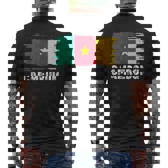 Vintage Cameroon Flag Cameroon Family Pride Men's Back Print T-Shirt | Mazezy