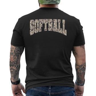 Vintage Camo Game Day Softball Season Camouflage Team Sports Men's T-shirt Back Print - Monsterry