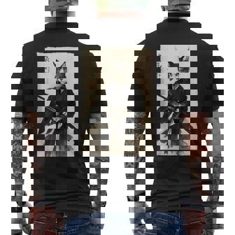 Vintage Cat Warrior Graphic For Japanese Animation & Comics Tank Top Men's Back Print T-Shirt | Mazezy