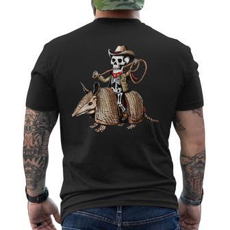 Vintage Cowboy Skeleton Riding Armadillo Western Retro Men's T-shirt Back Print - Thegiftio UK