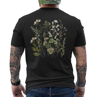 Vintage Flowers Goblincore Cottagecore Flowers Gardener Men's T-shirt Back Print - Thegiftio UK
