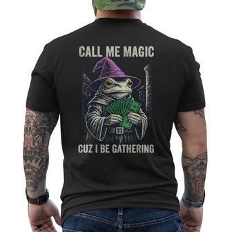 Vintage Frog Call Me Magic Cuz I Be Gathering Wizard Men's T-shirt Back Print - Thegiftio UK