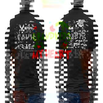 Vintage My Grandkids Stole My Christmas Heart Grandma Xmas Men's Back Print T-Shirt | Mazezy