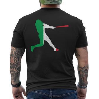 Vintage Italy Flag In Baseball Player Silhouette Men's T-shirt Back Print - Thegiftio UK