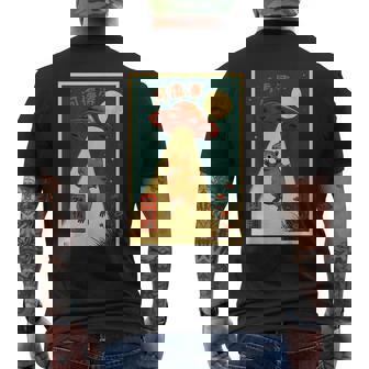 Vintage Japanese Capybara Alien UFO Abduction Graphic Men's Back Print T-Shirt | Mazezy