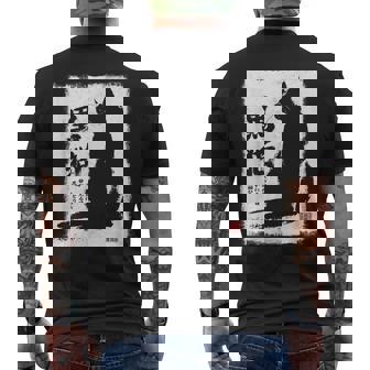 Vintage Japonésumi-E Japón Tinta Gato Negro Amantes Camiseta Hombre Estampado Espalda - Regaloses